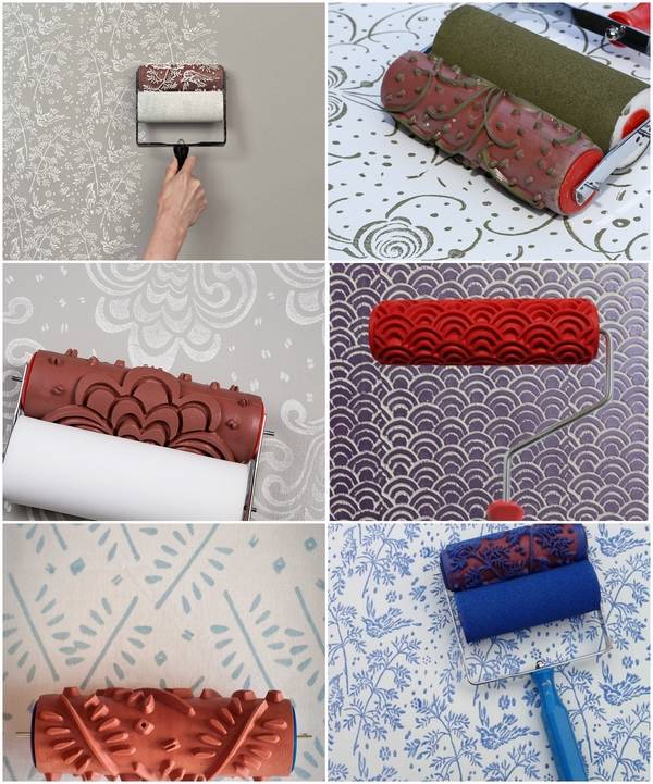 designs with stencils patterned paint rollers