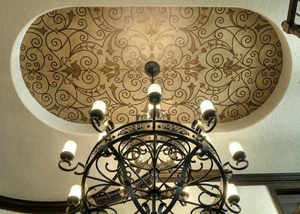 ceiling designs with ceiling stencils wrought iron chandelier 