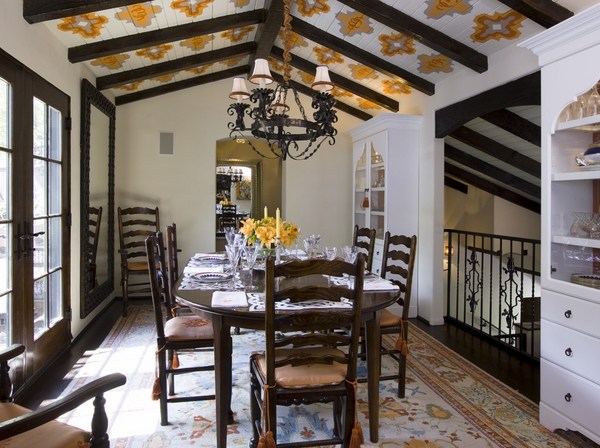 exposed wood beams stencil decoration 