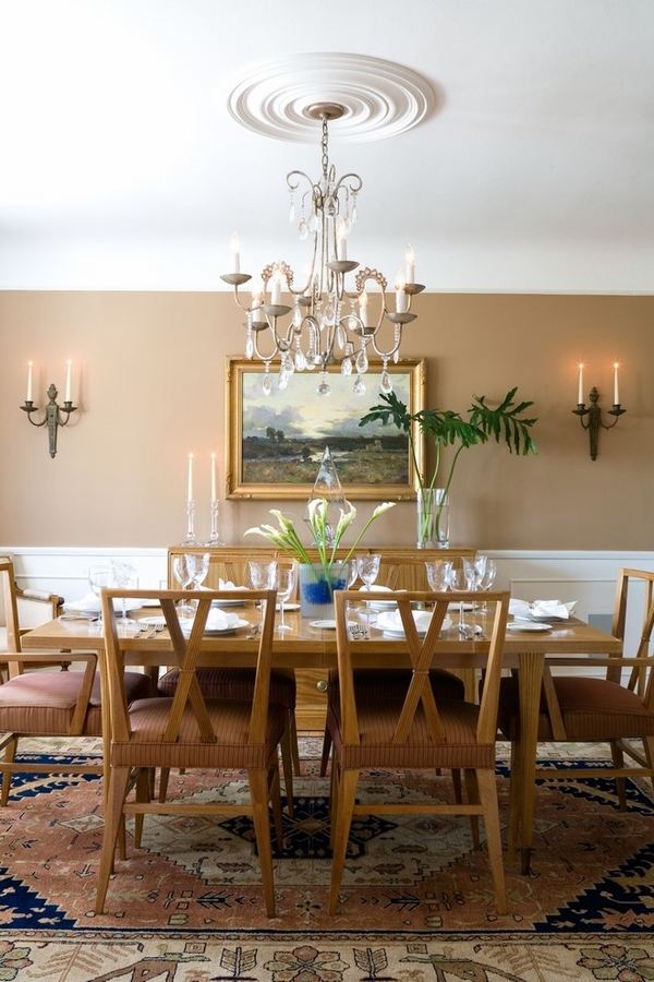 dining room design ideas ceiling medallion wall sconces 