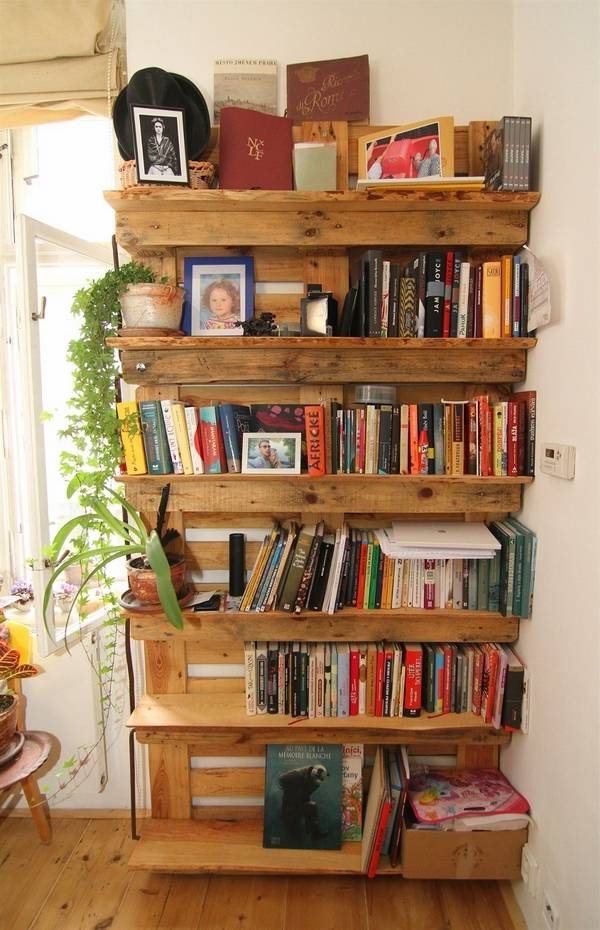 Diy Pallet Bookshelf Ideas Cool, Pallet Wood Bookcase Plans