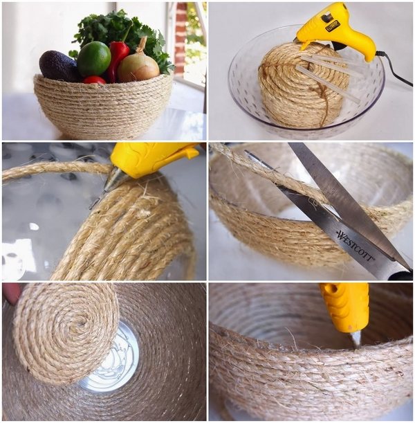 how to make baskets picture tutorials instructions no sew rope basket