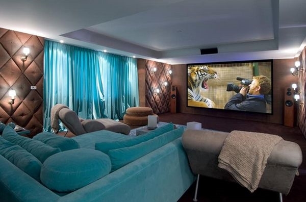 turquoise sofa for home cinema