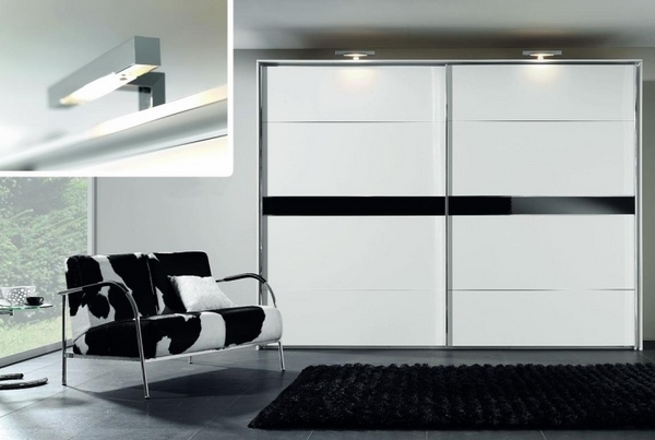minimalist-closet-design-ideas-white sliding doors integrated lights 