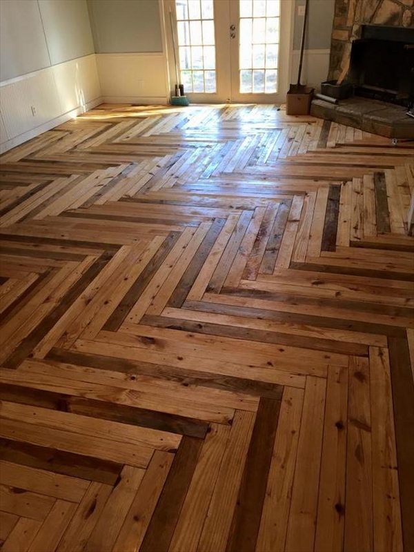 pallet flooring diy chevron pattern pallet wood flooring 