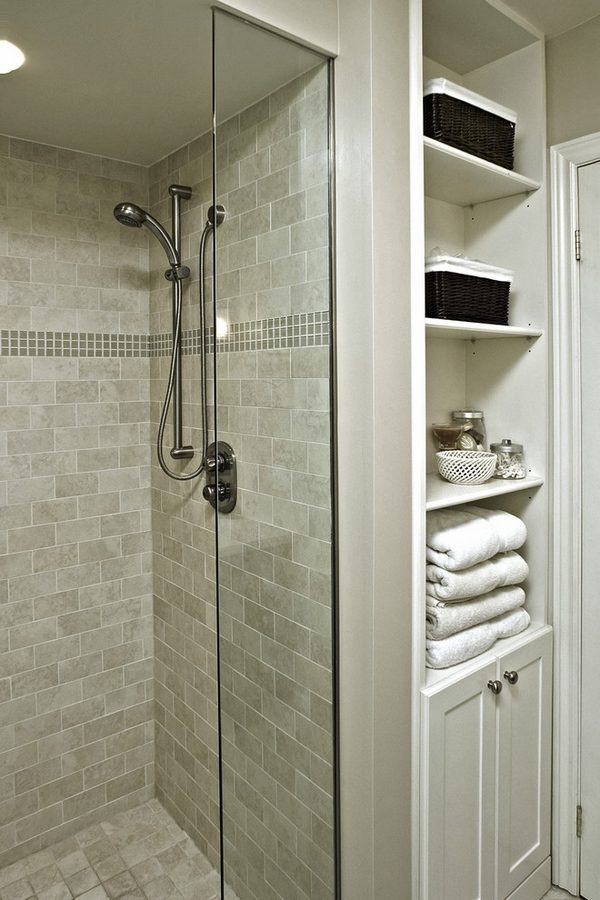 small-bathroom design ideas modern shower enclosures storage shelves 