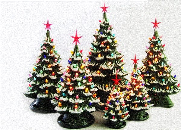 ceramic christmas tree with lights snow trees 
