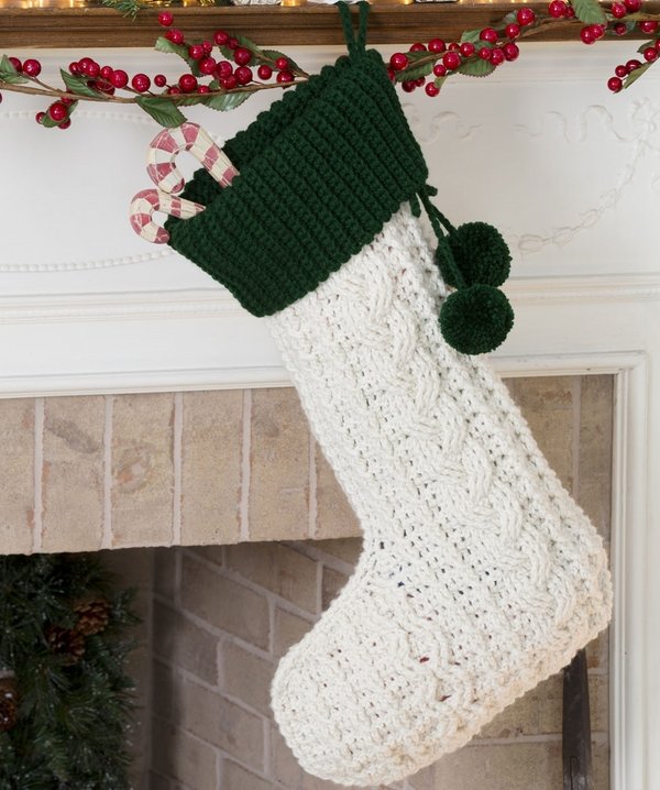 christmas stocking pattern white green  