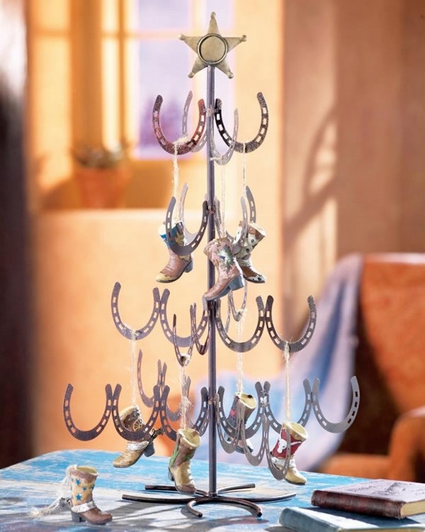Pre-used Lucky Horseshoes welded together to form a Christmas Tree 