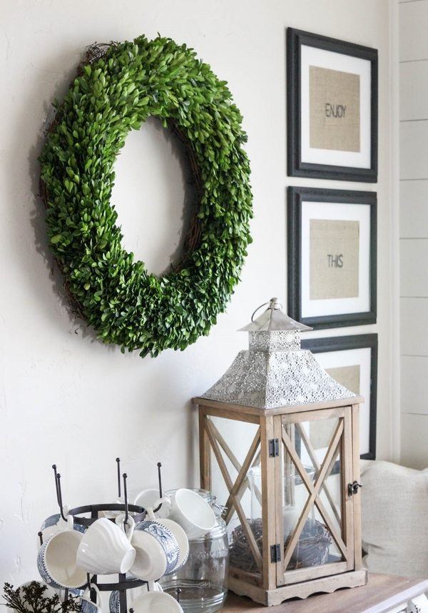 how to decorate with boxwood wreaths wall decoration