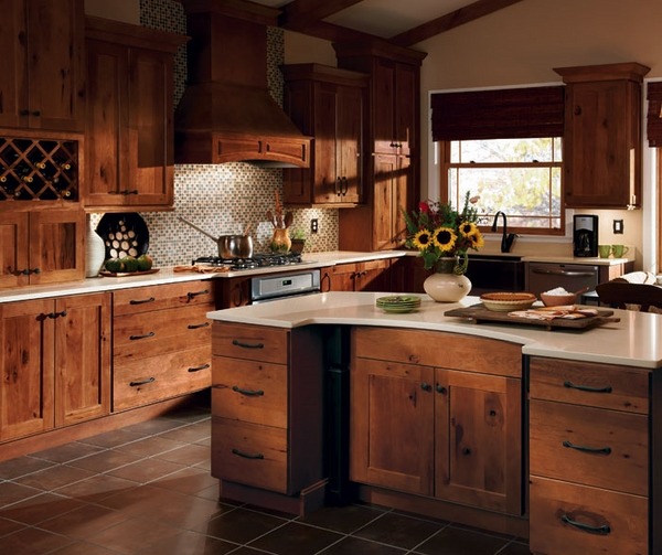 Rustic hickory kitchen cabinets solid wood kitchen 