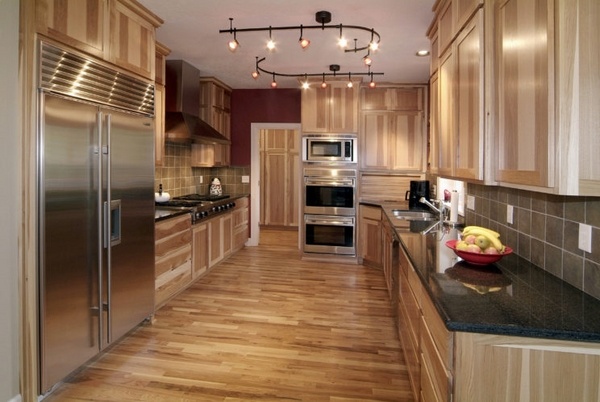 rustic hickory cabinets kitchen design wooden floor