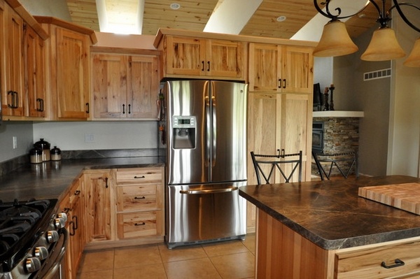 Rustic hickory kitchen cabinets - solid wood kitchen ...