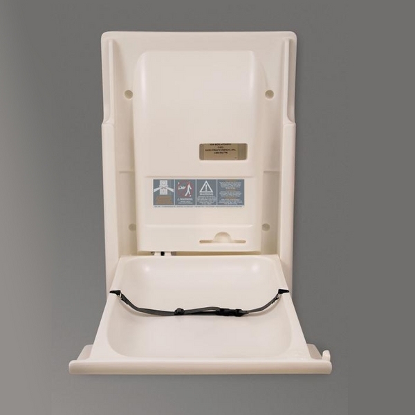 vertical baby changing station with safe strap 