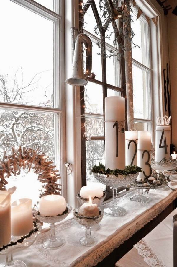 christmas windows decoration candles