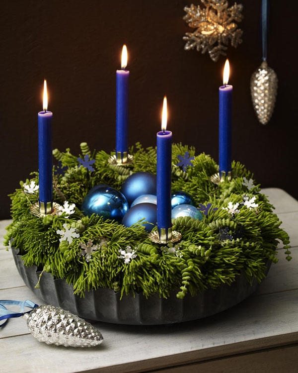 Winter wreaths ideas advent wreath blue candles 