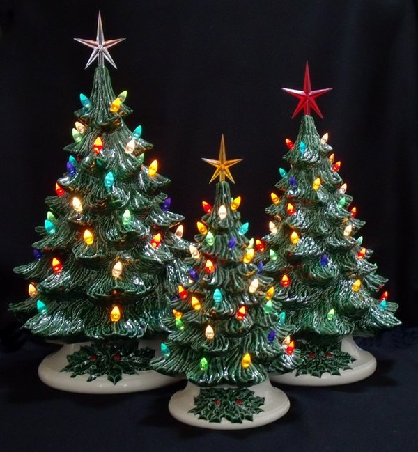 ceramic trees with lights vintage christmas