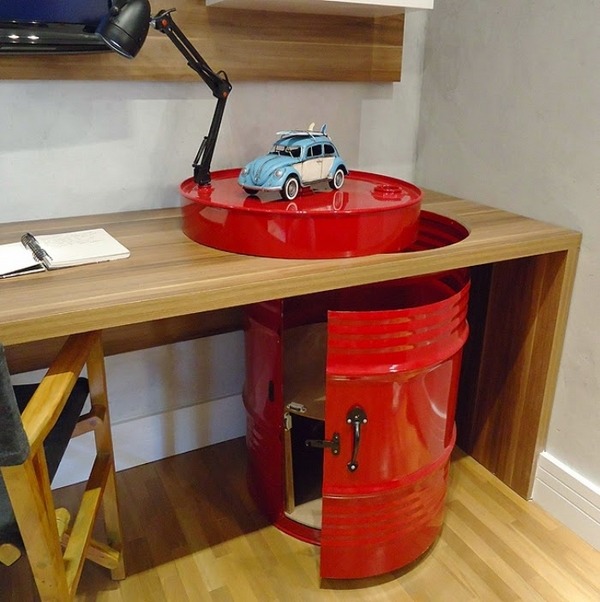  oil drum furniture ideas desk storage