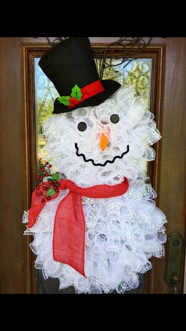 deco mesh snowman wreath front door christmas wreath