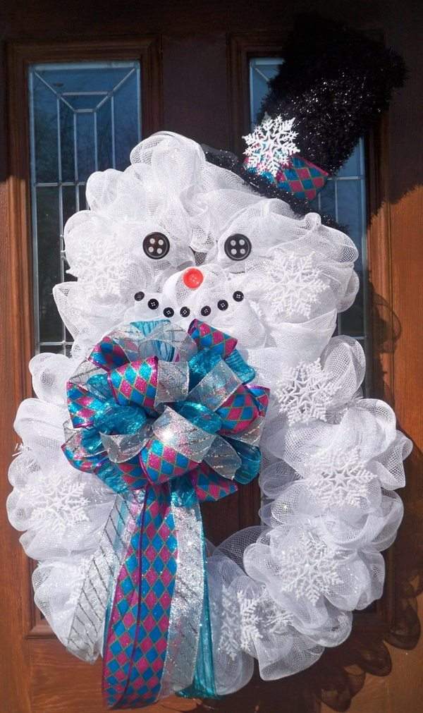 Diy Mesh Snowman Wreath Instructions Christmas Wreath Craft Ideas 8a4