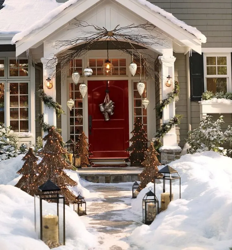 outdoor christmas decorating ideas front porch front door decor