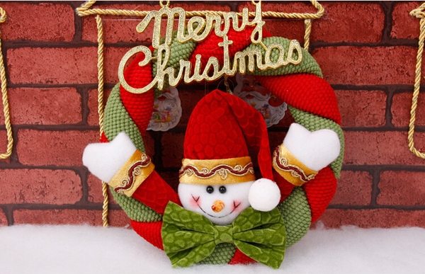 snowman wreaths christmas decoration cloth with merry christmas