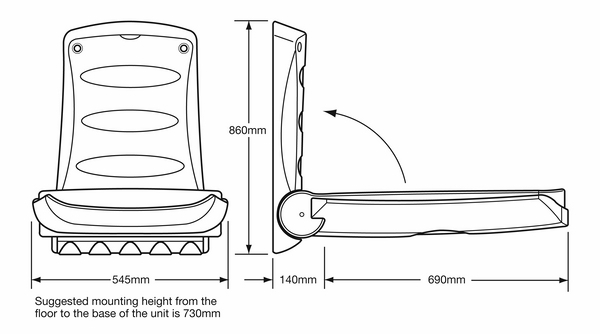 Baby changing outlet table mounting height