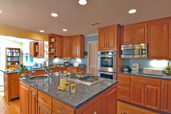  kitchen design ideas blue sapphire granite countertop wood cabinets