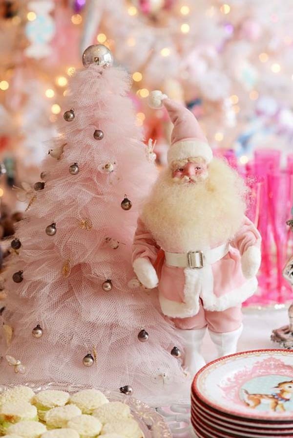  pink santa tabletop christmas tree