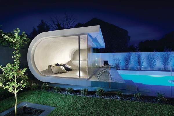 custom contemporary pool house ideas garden landscape 