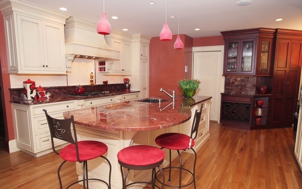 pink granite countertop kitchen design white kitchen cabinets 