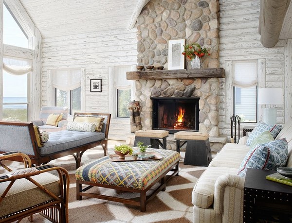 fireplace mantel rustic family room 