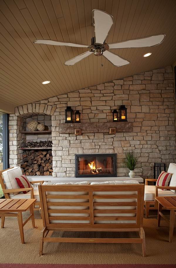 reclaimed fireplace mantel stone patio