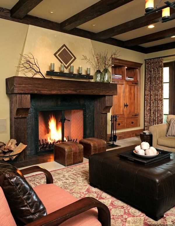 rustic wooden fireplace mantel designs