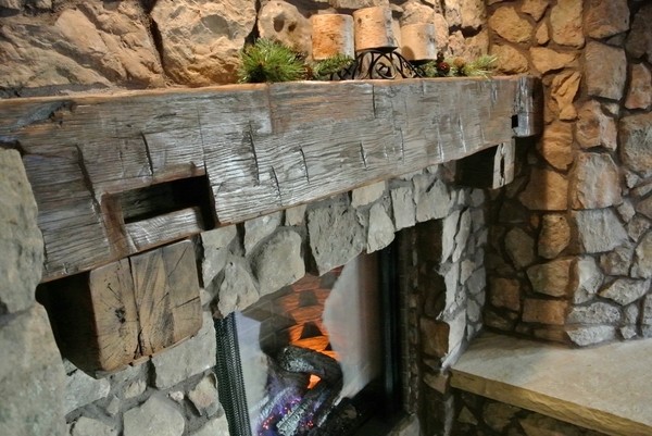 reclaimed wood mantel stone fireplace ideas