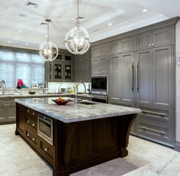 gray kitchen cabinets dark kitchen island modern kitchen 