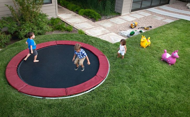 backyard playground ideas how to install trampoline