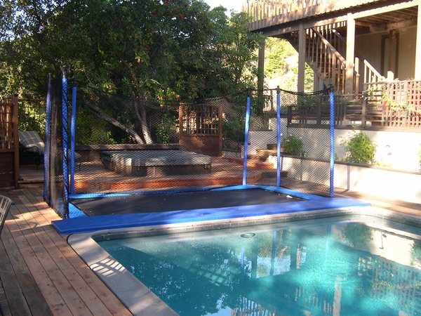 trampoline with safety net garden pool 