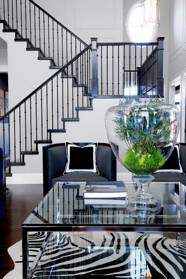 wooden handrail living room decor ideas