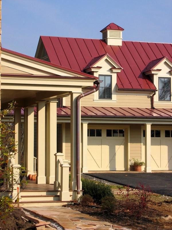  red metal roof metal roof color options traditional exterior beige facade walls