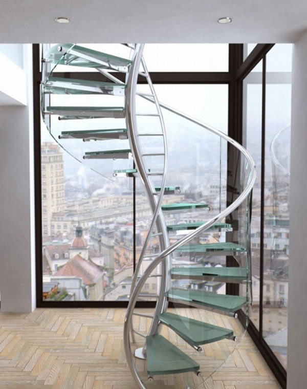 modern interior spiral handrails