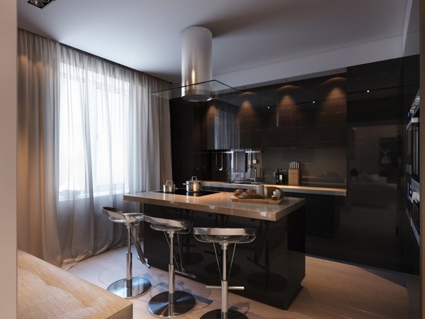 modern black kitchen cabinets tan granite contemporary kitchen 