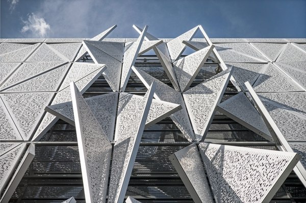 perforated metal panels contemporary architecure exterior design university facade