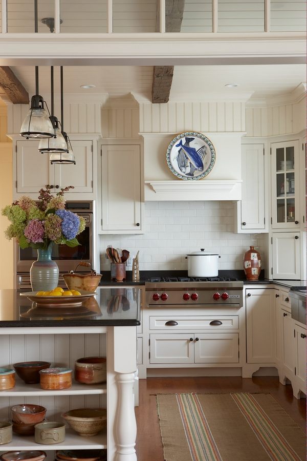 polished black granite countertop farmhouse kitchen design white kitchen design