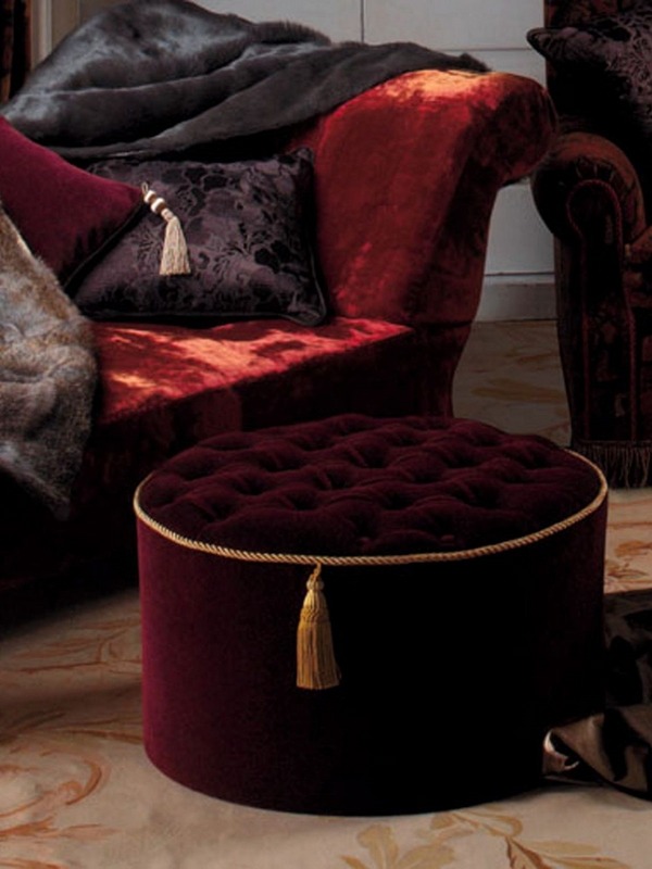 red velvet ottoman upholstery