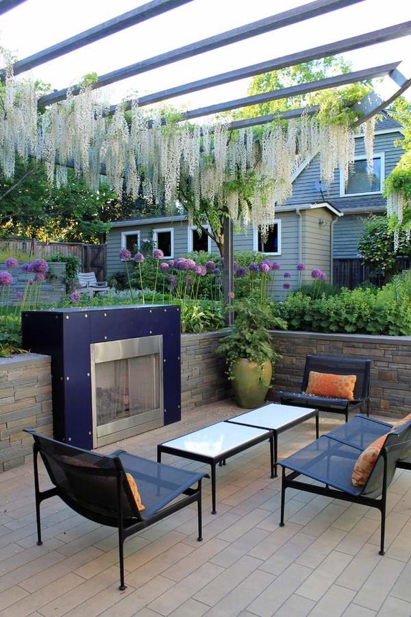 wisteria tree modern patio decor outdoor furniture