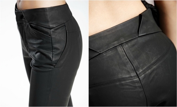 Modern brand quality leather trousers details