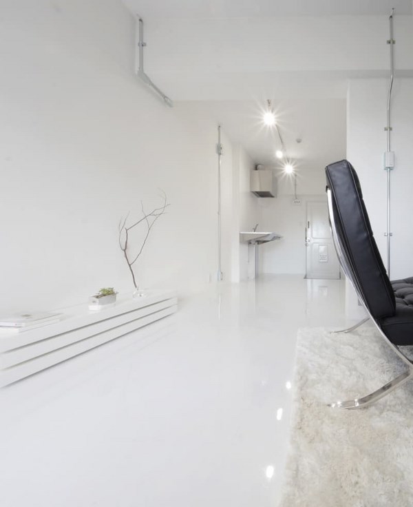 amazing minimalist interior designs leaden wall in white space renovation
