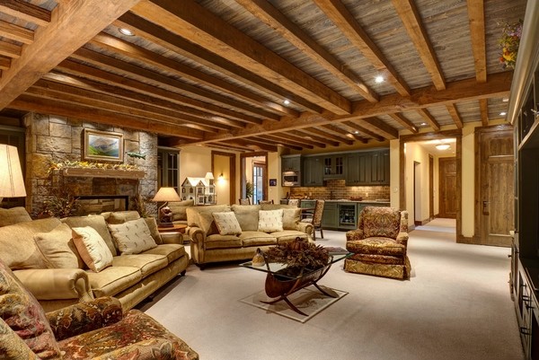 basement ceiling ideas exposed ceiling beams solid wood