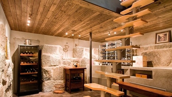 low ceiling wood ceiling basement wine cellar 